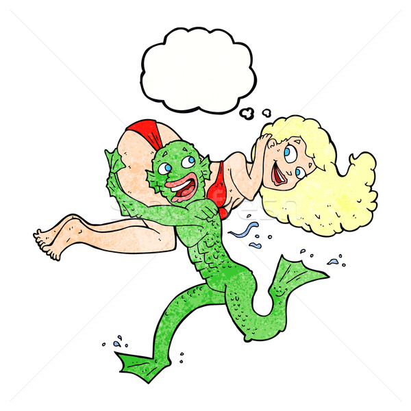 cartoon woman and swamp monster Stock photo © lineartestpilot