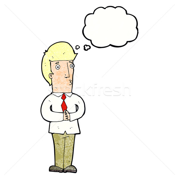 cartoon nervous man with thought bubble Stock photo © lineartestpilot