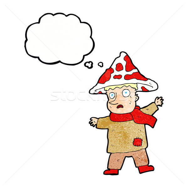 cartoon magical mushroom man with thought bubble Stock photo © lineartestpilot