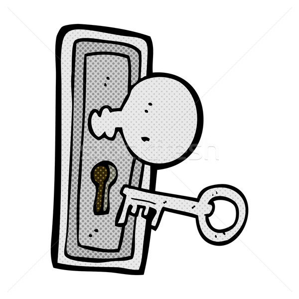 滑稽 漫畫 關鍵 鎖孔 復古 商業照片 © lineartestpilot