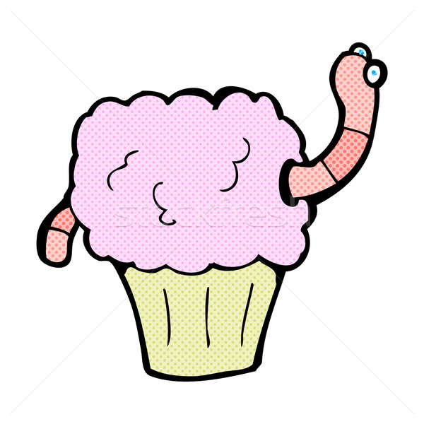 Comic Karikatur Wurm Cupcake Retro Comic Stock foto © lineartestpilot