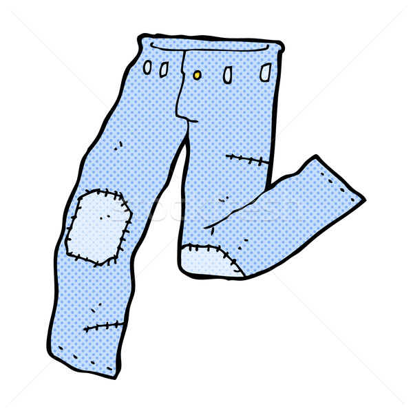 Stock photo: comic cartoon patched old jeans