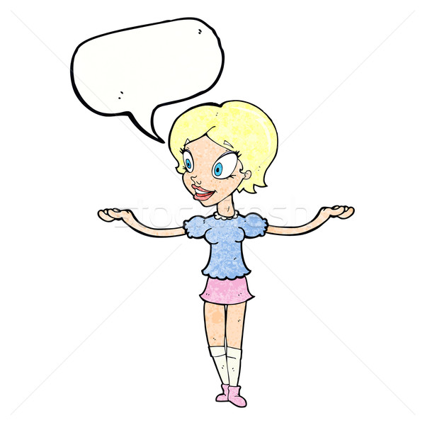 Cartoon femme bras large bulle main [[stock_photo]] © lineartestpilot