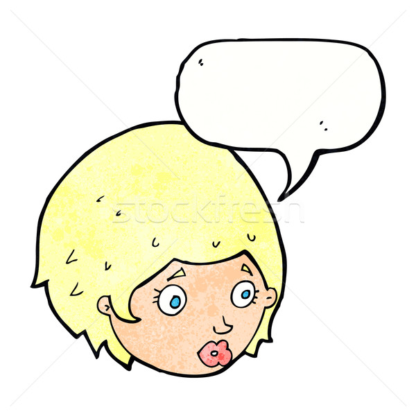 cartoon girl with concerned expression with speech bubble Stock photo © lineartestpilot