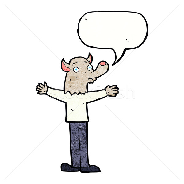 cartoon friendly werewolf with speech bubble Stock photo © lineartestpilot