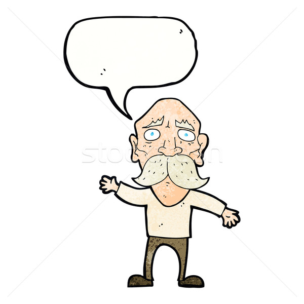cartoon worried old man with speech bubble Stock photo © lineartestpilot