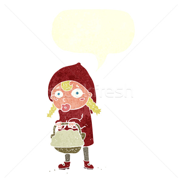 little red riding hood cartoon with speech bubble Stock photo © lineartestpilot