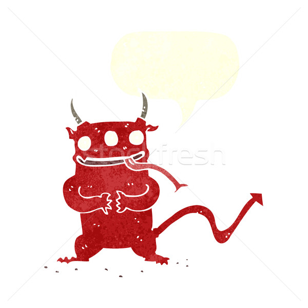 Cartoon weinig demon tekstballon hand ontwerp Stockfoto © lineartestpilot