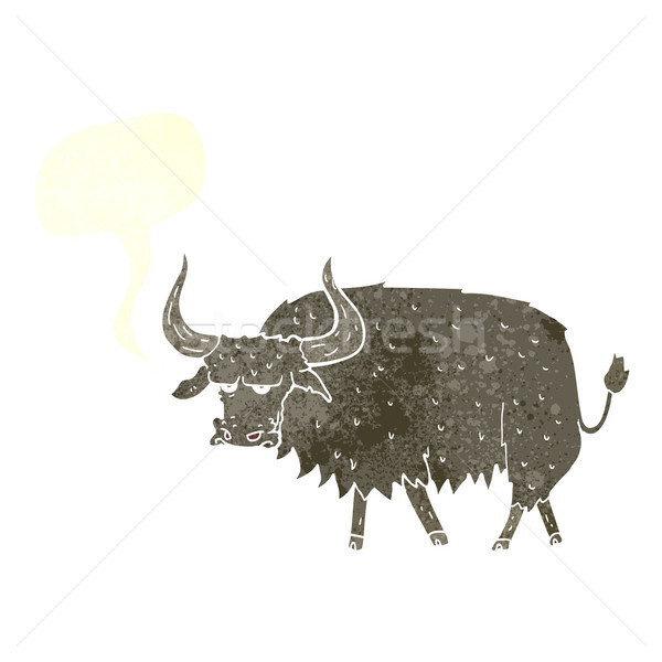 cartoon annoyed hairy cow with speech bubble Stock photo © lineartestpilot
