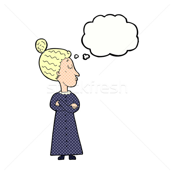 cartoon strict victorian teacher with thought bubble Stock photo © lineartestpilot