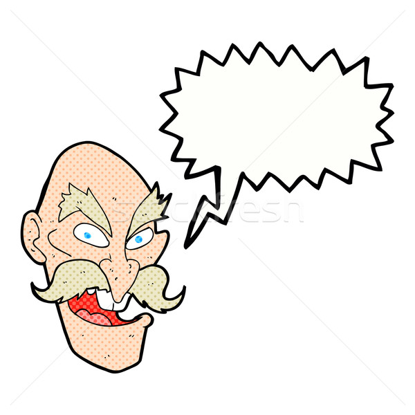 Cartoon mal vieillard visage bulle de pensée main [[stock_photo]] © lineartestpilot