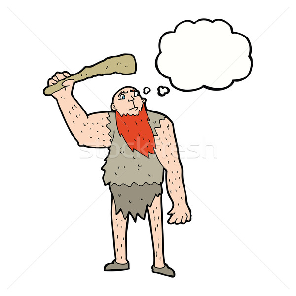 cartoon neanderthal with thought bubble Stock photo © lineartestpilot