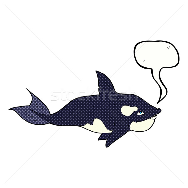 Karikatür katil balina konuşma balonu el dizayn Stok fotoğraf © lineartestpilot