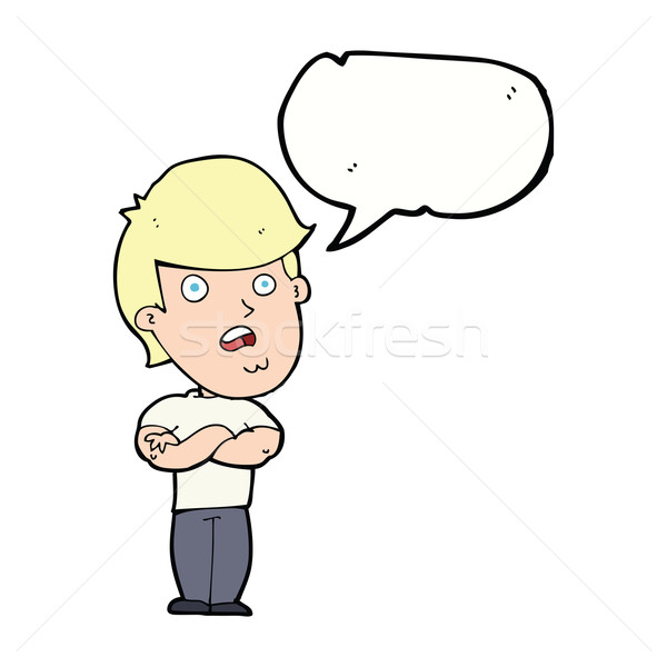 Cartoon разочарованный человека речи пузырь стороны дизайна Сток-фото © lineartestpilot