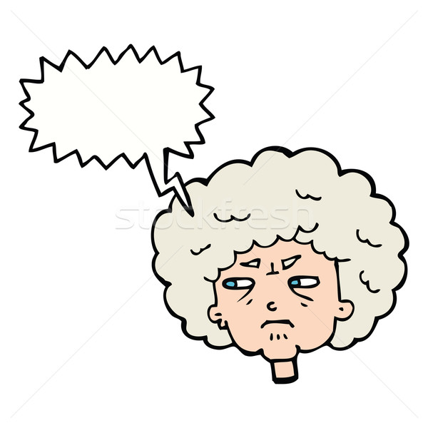 cartoon bitter old woman with speech bubble Stock photo © lineartestpilot