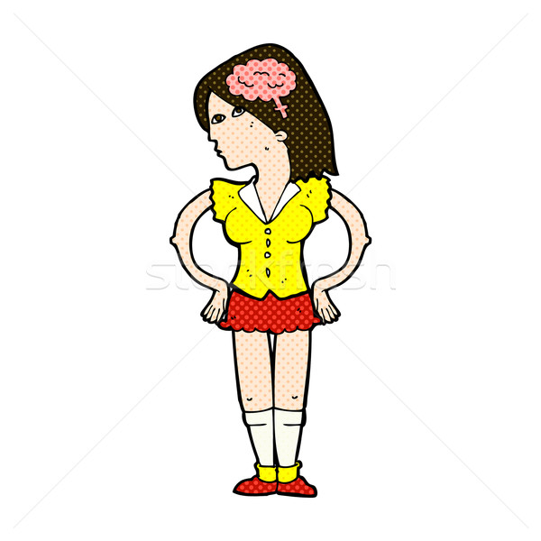 Komische cartoon intelligent vrouw retro Stockfoto © lineartestpilot