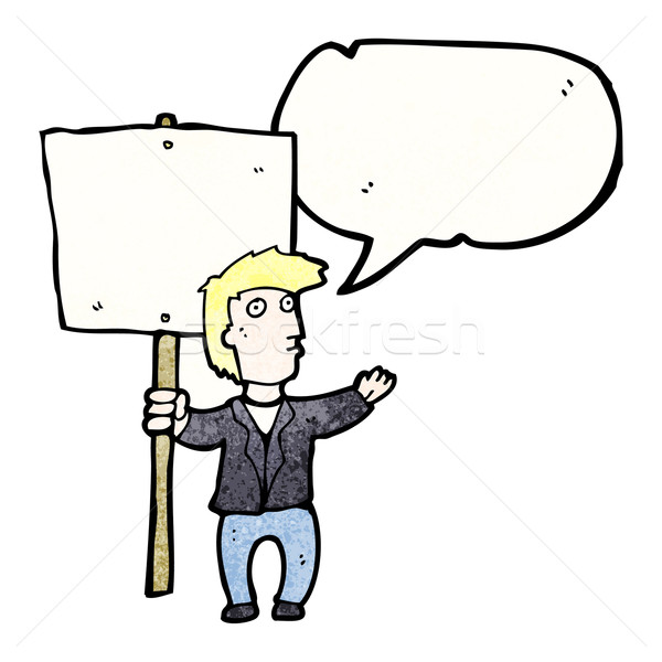 cartoon chanting protester with sign Stock photo © lineartestpilot