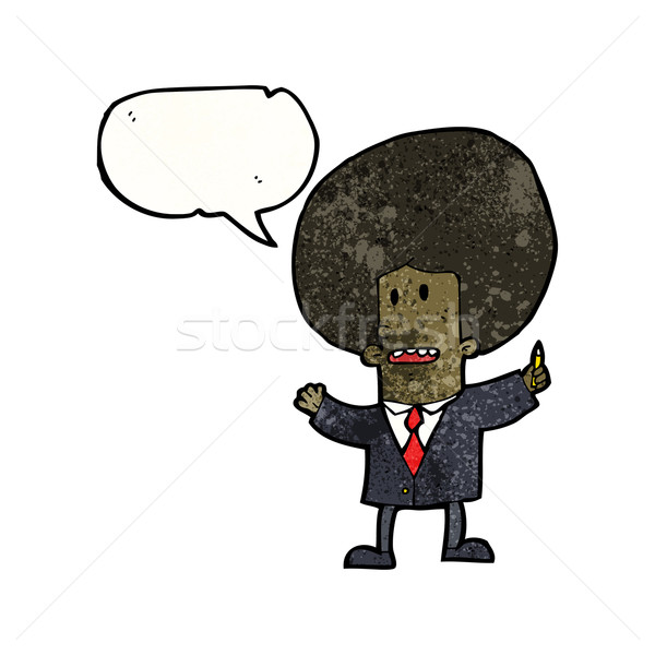 [[stock_photo]]: Cartoon · affaires · grand · afro · cheveux · rétro