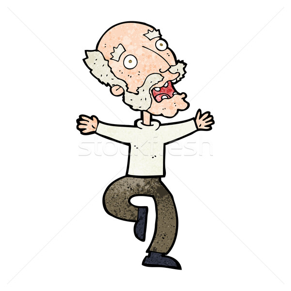 Stock photo: cartoon old man having a fright