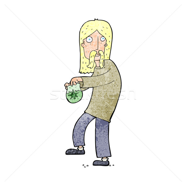 Rajz hippi férfi táska gaz kéz Stock fotó © lineartestpilot