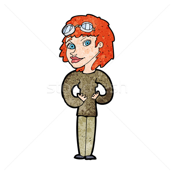 cartoon aviator woman Stock photo © lineartestpilot