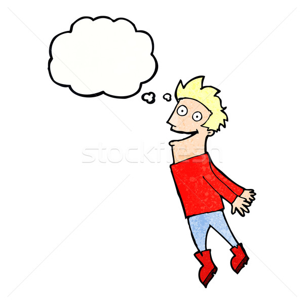 cartoon drenched man flying with thought bubble Stock photo © lineartestpilot
