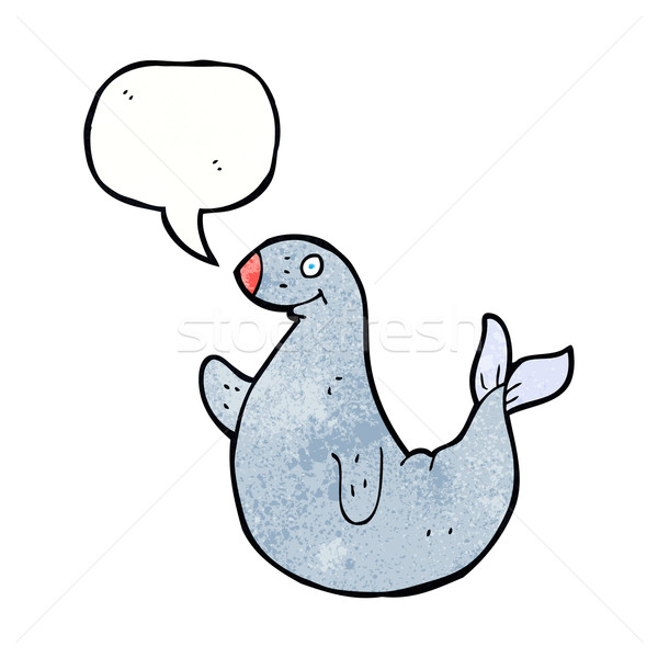 cartoon seal with speech bubble Stock photo © lineartestpilot