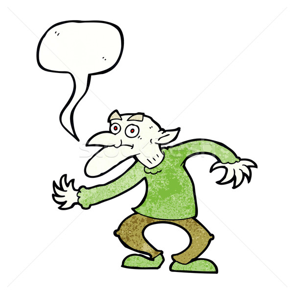 Stock photo: cartoon goblin with speech bubble