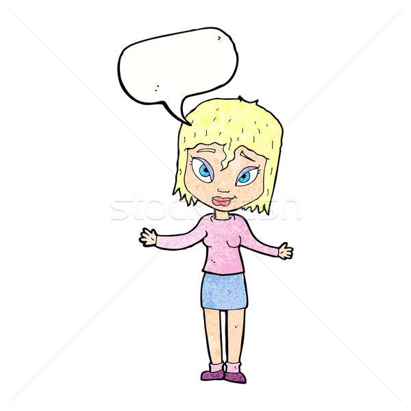 cartoon woman shrugging shoulders with speech bubble Stock photo © lineartestpilot