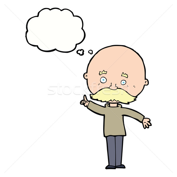 Karikatur bald Mann Idee Gedankenblase Hand Stock foto © lineartestpilot