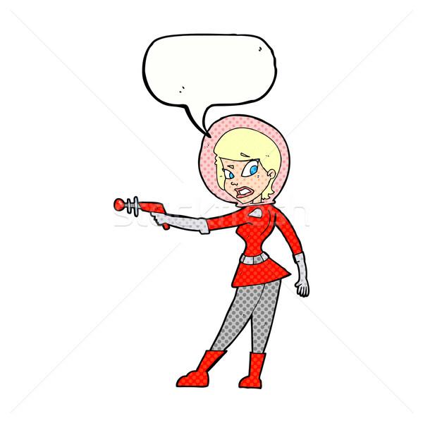 cartoon sci fi girl with speech bubble Stock photo © lineartestpilot