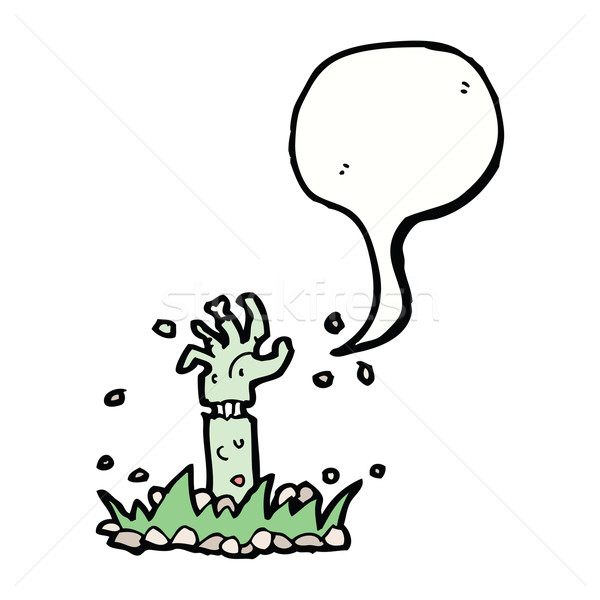 Karikatur Zombie Arm Sprechblase Hand Design Stock foto © lineartestpilot