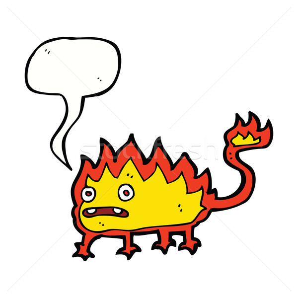 cartoon little fire demon with speech bubble Stock photo © lineartestpilot