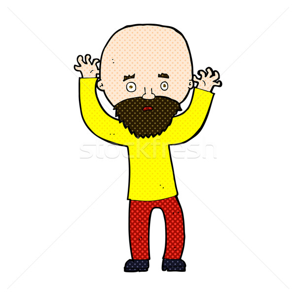 comic cartoon bearded man panicking Stock photo © lineartestpilot
