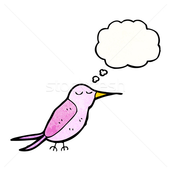 Karikatur Kolibri Gedankenblase Retro Denken Zeichnung Stock foto © lineartestpilot