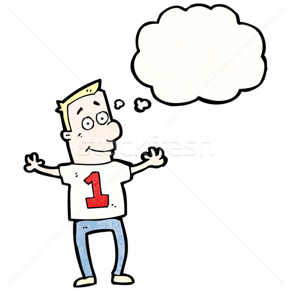cartoon man with thought bubble wearting numbered shirt Stock photo © lineartestpilot