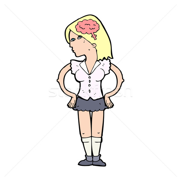 Cartoon inteligentny kobieta strony projektu mózgu Zdjęcia stock © lineartestpilot