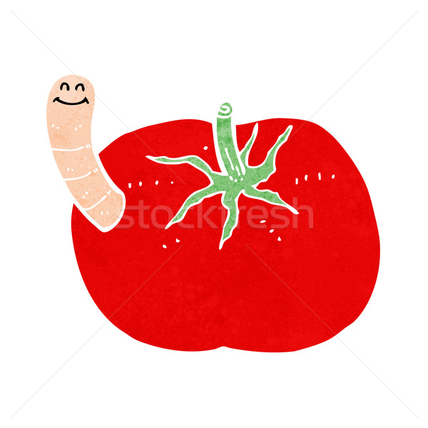 Karikatur Tomaten Wurm Hand Design crazy Stock foto © lineartestpilot