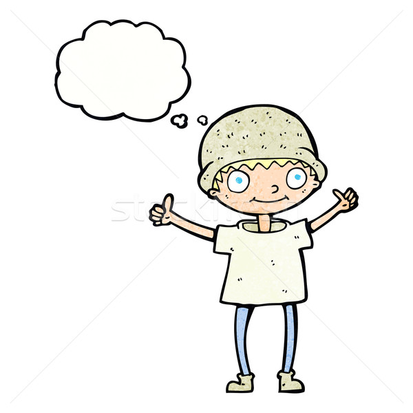 cartoon boy with positive attitude with thought bubble Stock photo © lineartestpilot