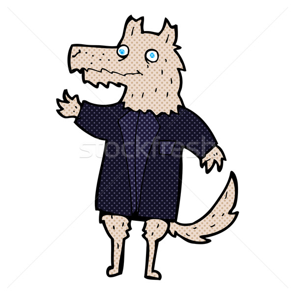 Képregény rajz farkas üzletember retro képregény Stock fotó © lineartestpilot
