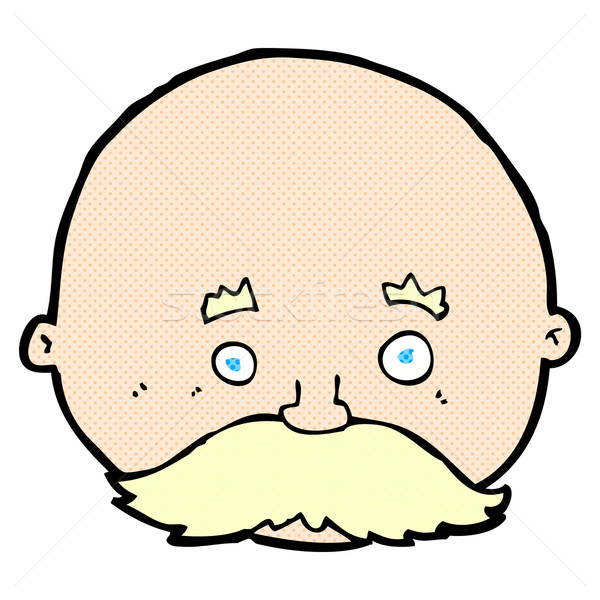 Cômico desenho animado careca homem bigode retro Foto stock © lineartestpilot