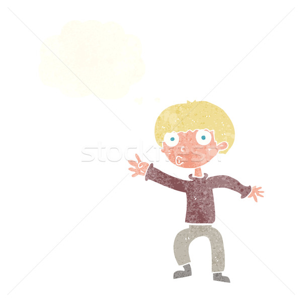 Desen animat băiat avertizare bule gandire mână Imagine de stoc © lineartestpilot