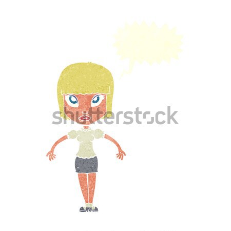 cartoon woman waving with thought bubble Stock photo © lineartestpilot