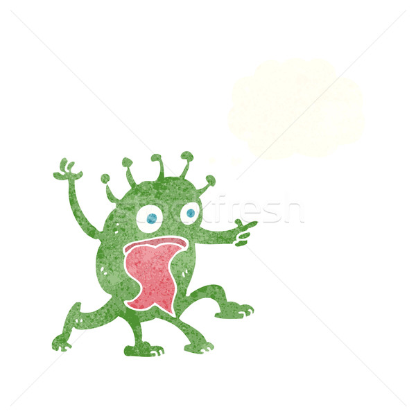 Desenho animado estranho pequeno alienígena balão de pensamento mão Foto stock © lineartestpilot