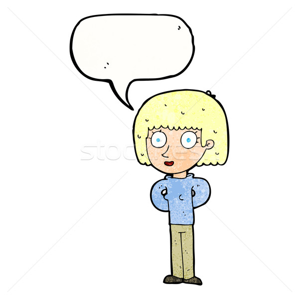 Stock photo: cartoon staring woman with speech bubble