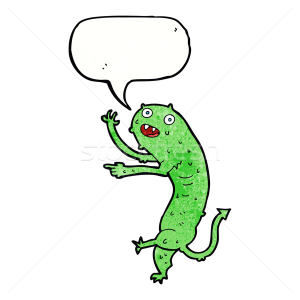 cartoon gross little monster with speech bubble Stock photo © lineartestpilot