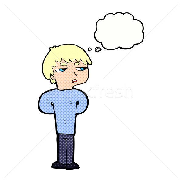 cartoon antisocial boy with thought bubble Stock photo © lineartestpilot