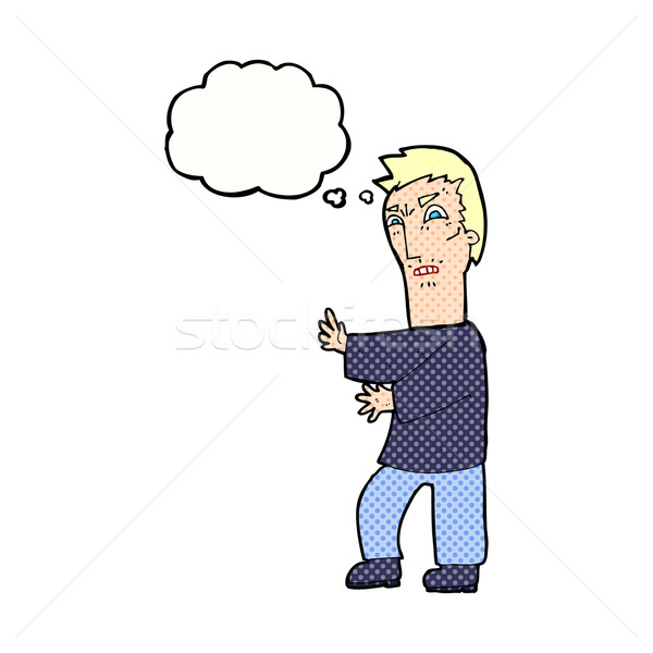 Desen animat supărat om bule gandire mână proiect Imagine de stoc © lineartestpilot