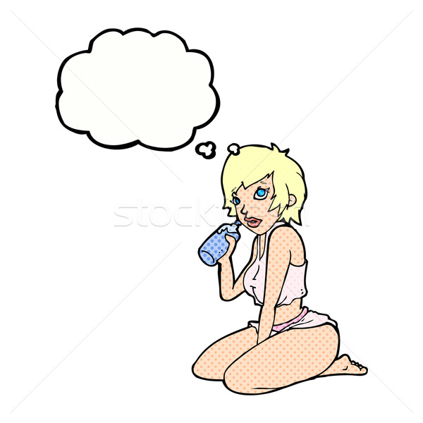 Cartoon Sexy спортзал девушки мысли пузырь стороны Сток-фото © lineartestpilot