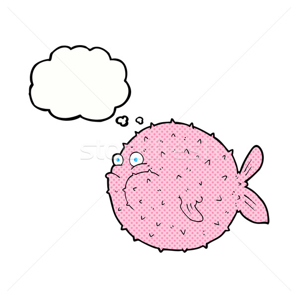 cartoon puffer fish with thought bubble Stock photo © lineartestpilot